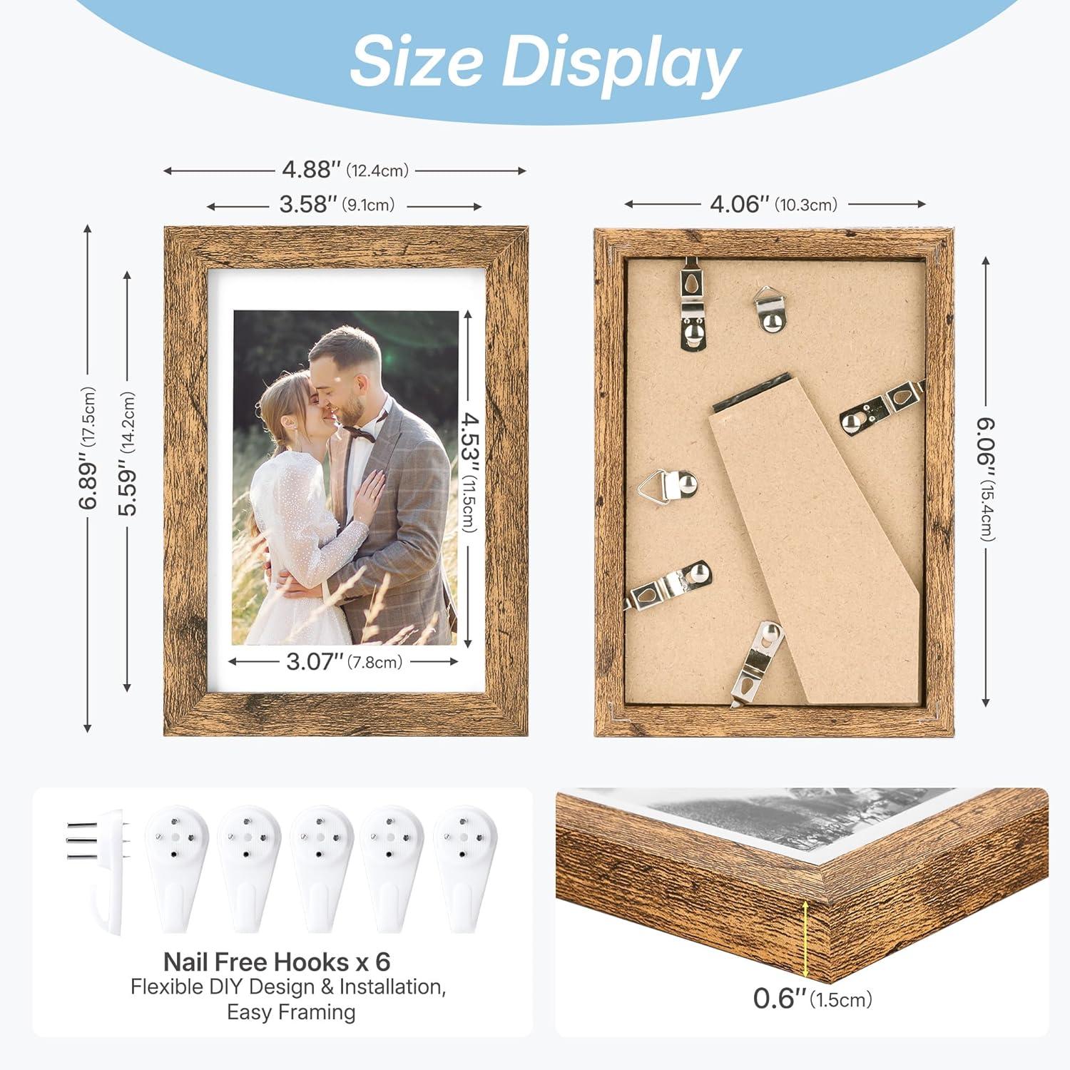 imageDistressed White 5x7 Picture Frame Picture Frames 5x7 Wooden Picture Frames with Real Glass Rustic 5 x 7 Photo Frame for Wall or Tabletop Display Picture 4x6 with Mat or 5x 7 Without Mat 5 PackRustic Brown