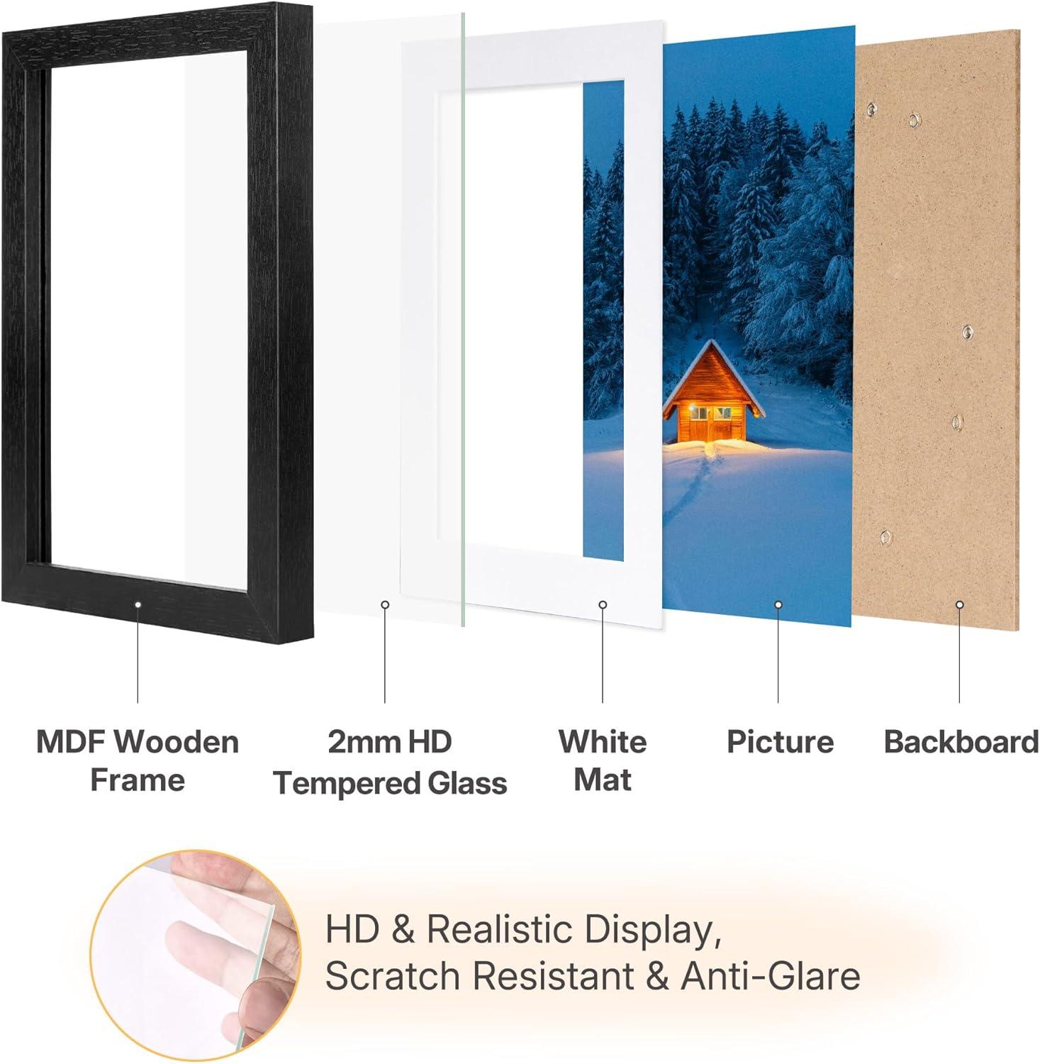 imageDistressed White 5x7 Picture Frame Picture Frames 5x7 Wooden Picture Frames with Real Glass Rustic 5 x 7 Photo Frame for Wall or Tabletop Display Picture 4x6 with Mat or 5x 7 Without Mat 5 PackRustic Black