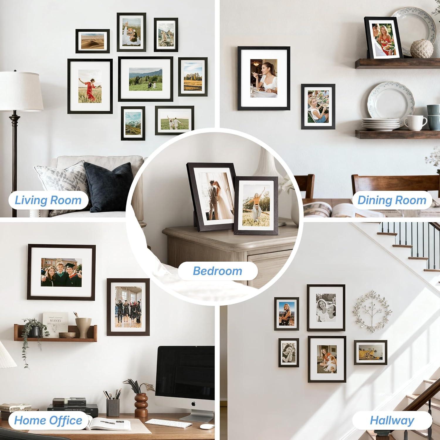 imageDistressed White 5x7 Picture Frame Picture Frames 5x7 Wooden Picture Frames with Real Glass Rustic 5 x 7 Photo Frame for Wall or Tabletop Display Picture 4x6 with Mat or 5x 7 Without Mat 5 PackRustic Black