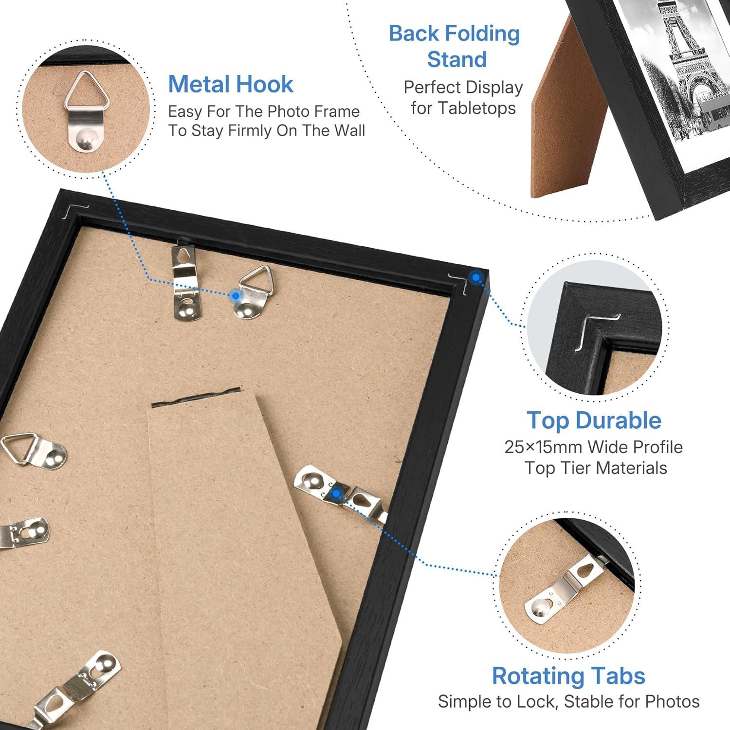 imageDistressed White 5x7 Picture Frame Picture Frames 5x7 Wooden Picture Frames with Real Glass Rustic 5 x 7 Photo Frame for Wall or Tabletop Display Picture 4x6 with Mat or 5x 7 Without Mat 5 PackRustic Black