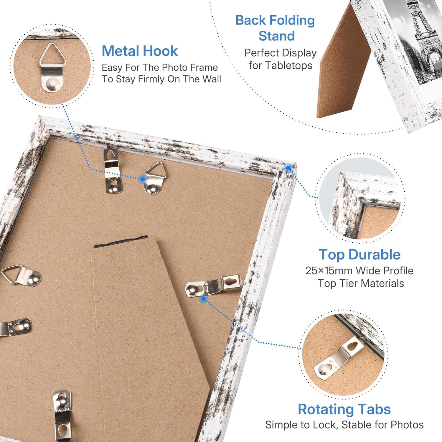 imageDistressed White 5x7 Picture Frame Picture Frames 5x7 Wooden Picture Frames with Real Glass Rustic 5 x 7 Photo Frame for Wall or Tabletop Display Picture 4x6 with Mat or 5x 7 Without Mat 5 PackDistressed White