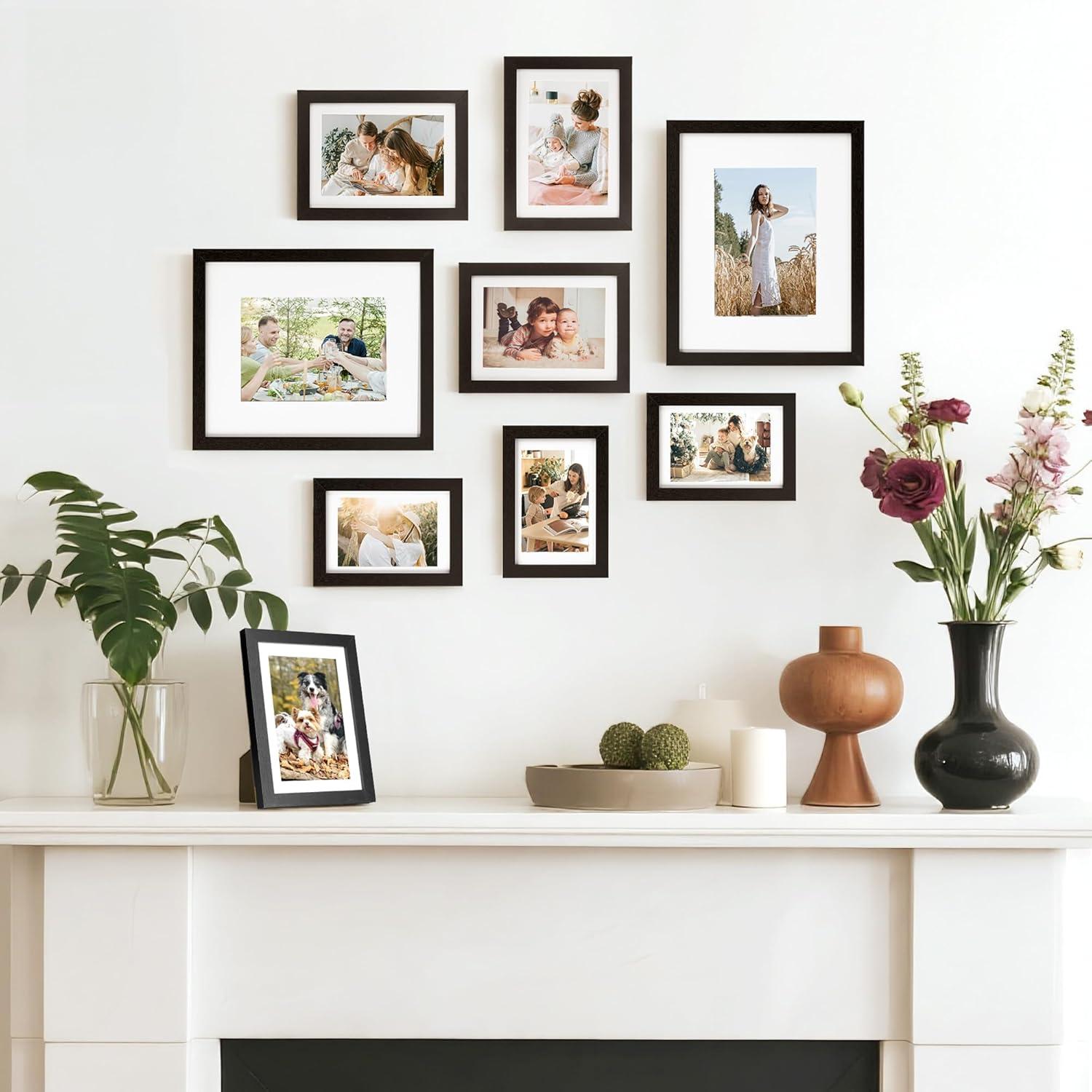 imageDistressed White 5x7 Picture Frame Picture Frames 5x7 Wooden Picture Frames with Real Glass Rustic 5 x 7 Photo Frame for Wall or Tabletop Display Picture 4x6 with Mat or 5x 7 Without Mat 5 PackRustic Black