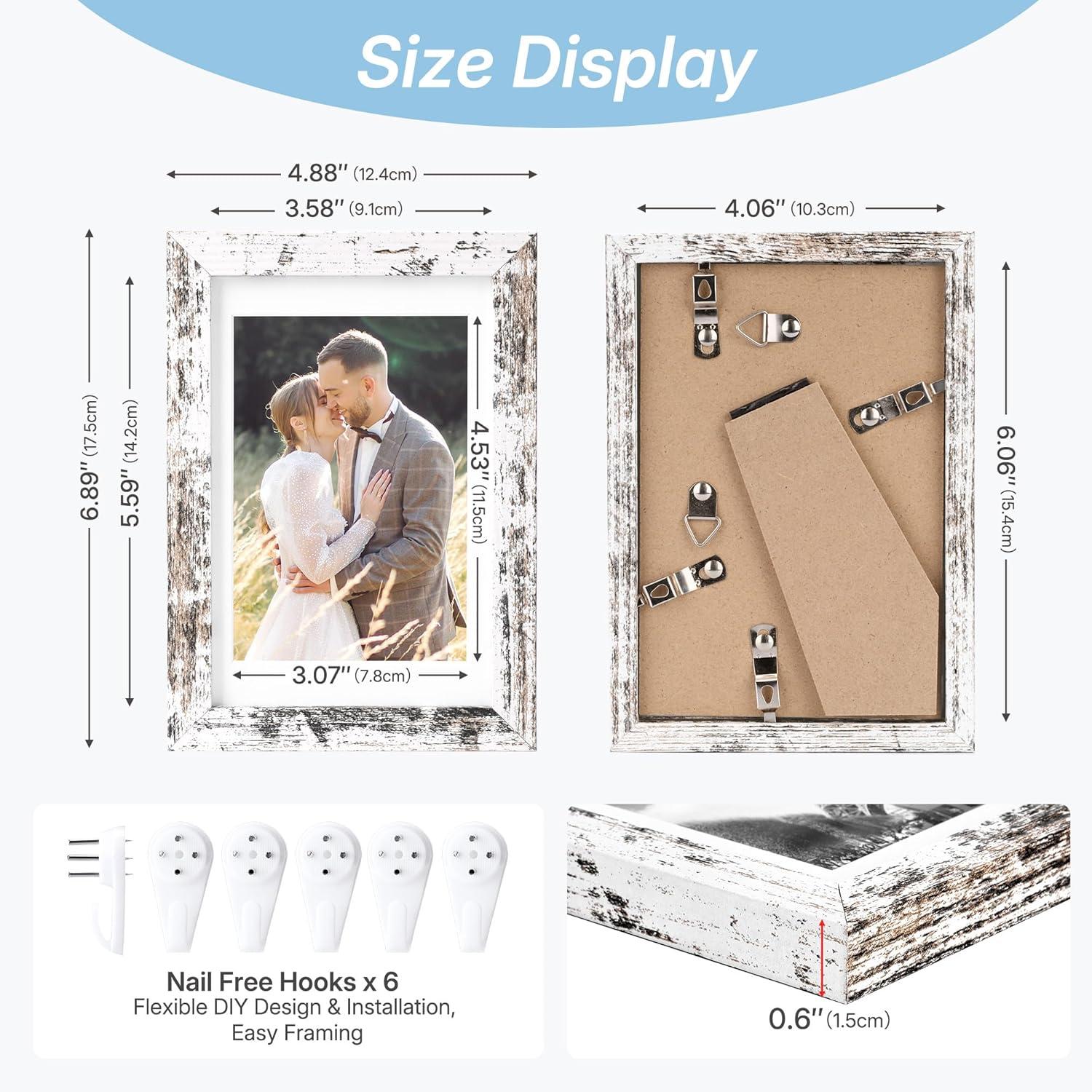 imageDistressed White 5x7 Picture Frame Picture Frames 5x7 Wooden Picture Frames with Real Glass Rustic 5 x 7 Photo Frame for Wall or Tabletop Display Picture 4x6 with Mat or 5x 7 Without Mat 5 PackDistressed White