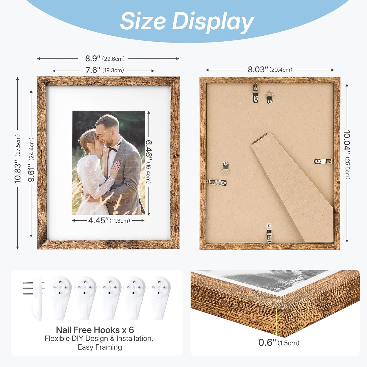 imageDistressed White 5x7 Picture Frame Picture Frames 5x7 Wooden Picture Frames with Real Glass Rustic 5 x 7 Photo Frame for Wall or Tabletop Display Picture 4x6 with Mat or 5x 7 Without Mat 5 PackRustic Brown