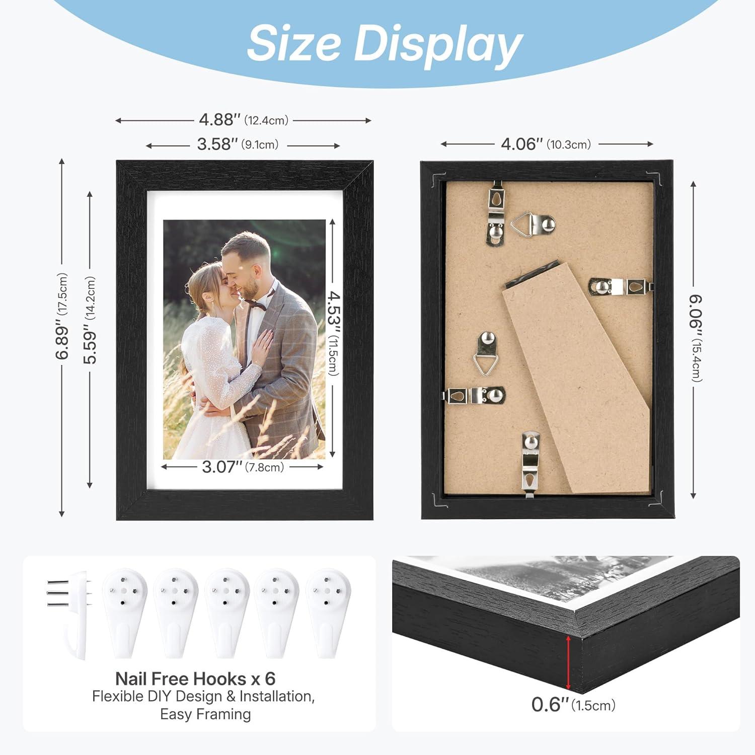 imageDistressed White 5x7 Picture Frame Picture Frames 5x7 Wooden Picture Frames with Real Glass Rustic 5 x 7 Photo Frame for Wall or Tabletop Display Picture 4x6 with Mat or 5x 7 Without Mat 5 PackRustic Black