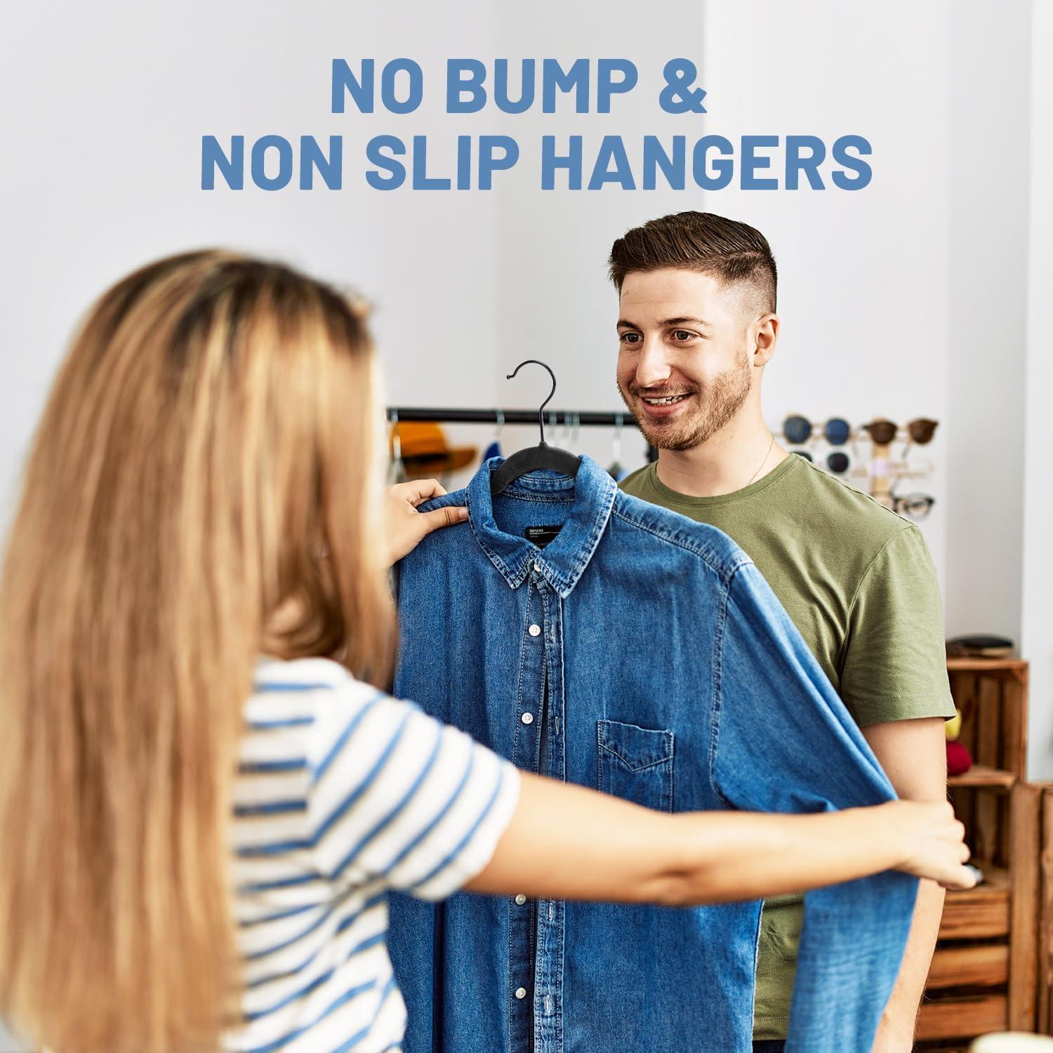 imageHOUSE DAY Black Velvet Hangers 120 Pack Non Slip Felt Hanger Slim Velvet Clothes Hangers for Suits Shirt Heavy Duty Coat Hanger for ClosetBlack