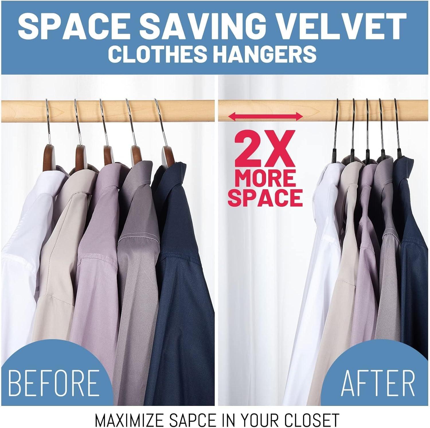 imageHOUSE DAY Black Velvet Hangers 120 Pack Non Slip Felt Hanger Slim Velvet Clothes Hangers for Suits Shirt Heavy Duty Coat Hanger for ClosetBlack