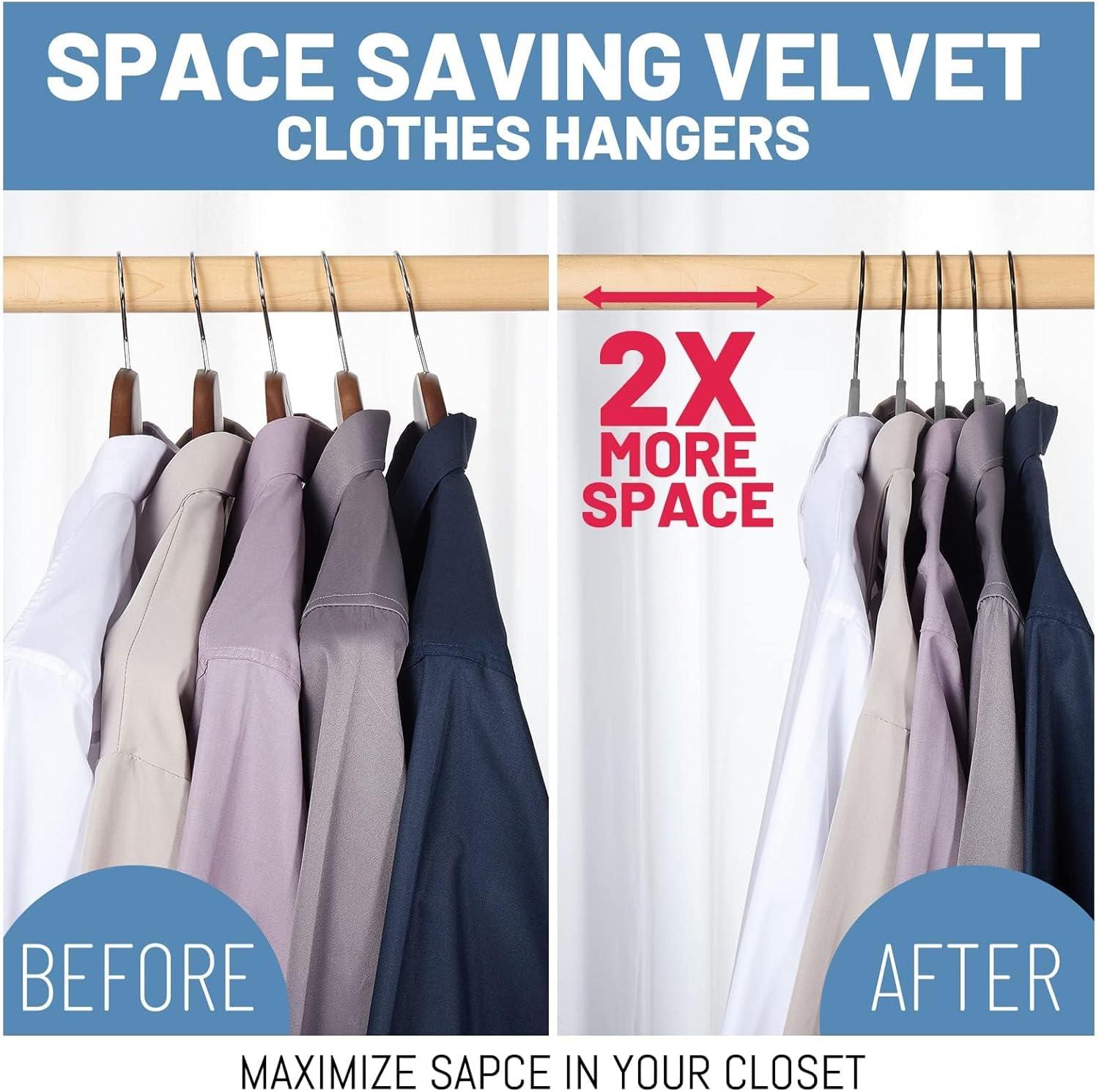 imageHOUSE DAY Black Velvet Hangers 120 Pack Non Slip Felt Hanger Slim Velvet Clothes Hangers for Suits Shirt Heavy Duty Coat Hanger for ClosetGray