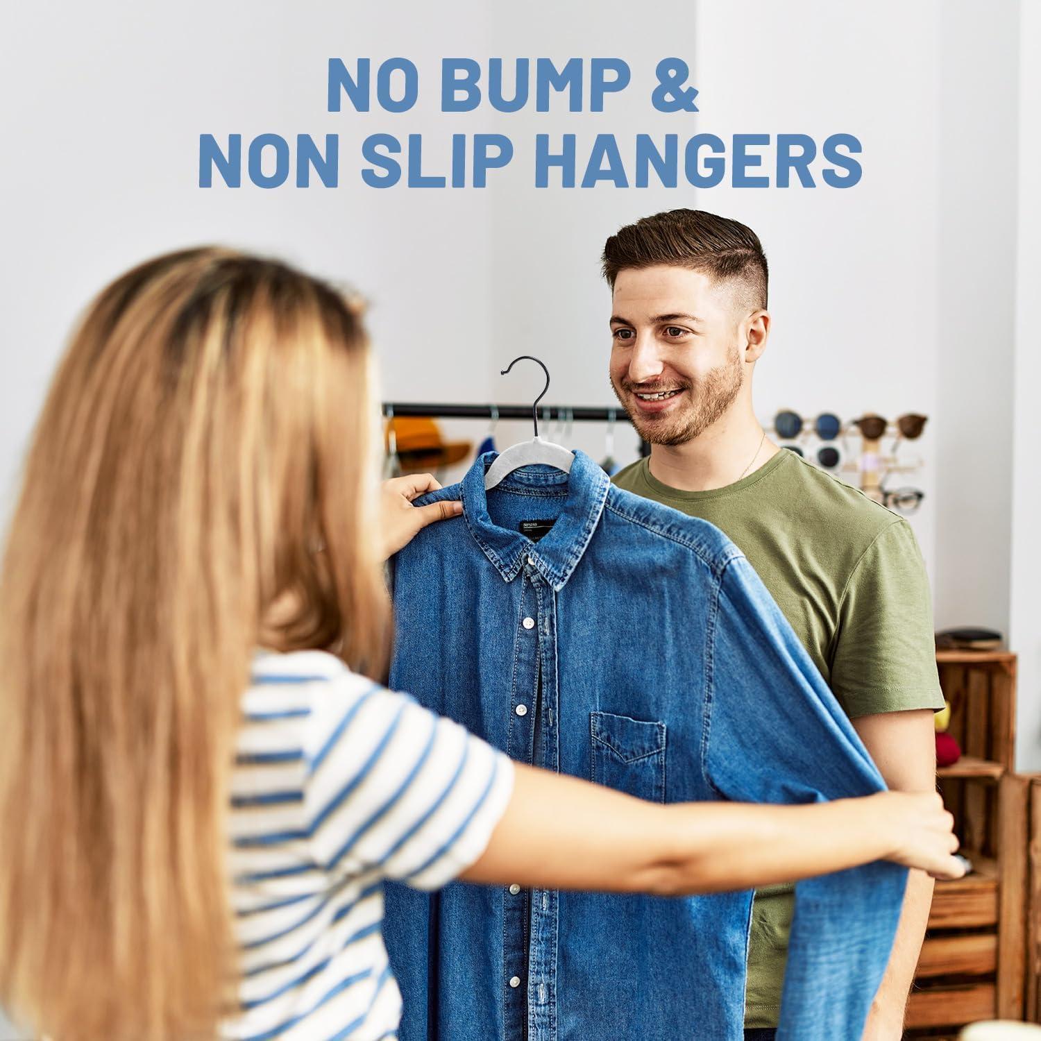 imageHOUSE DAY Black Velvet Hangers 120 Pack Non Slip Felt Hanger Slim Velvet Clothes Hangers for Suits Shirt Heavy Duty Coat Hanger for ClosetWhite