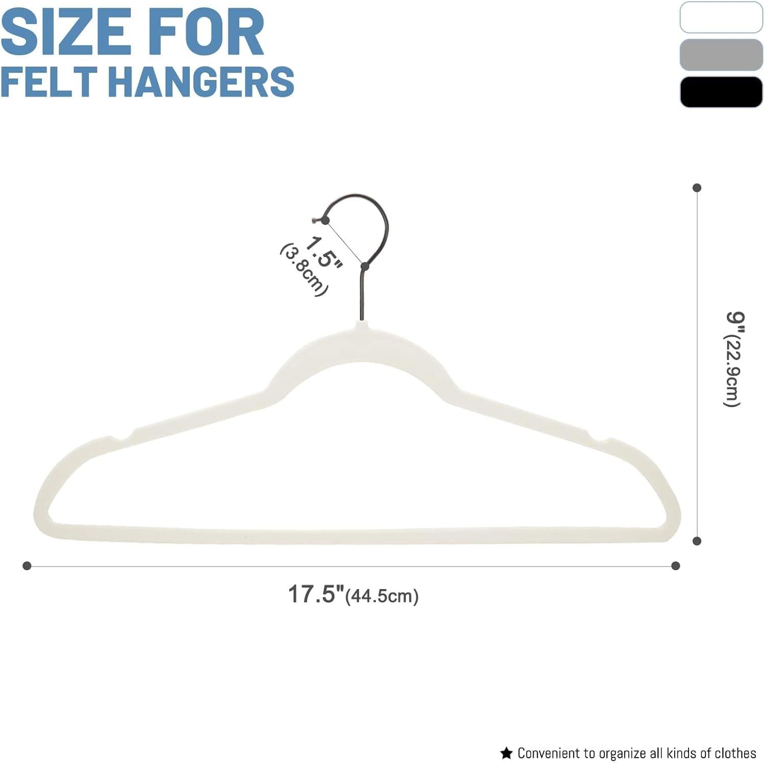 imageHOUSE DAY Black Velvet Hangers 120 Pack Non Slip Felt Hanger Slim Velvet Clothes Hangers for Suits Shirt Heavy Duty Coat Hanger for ClosetWhite