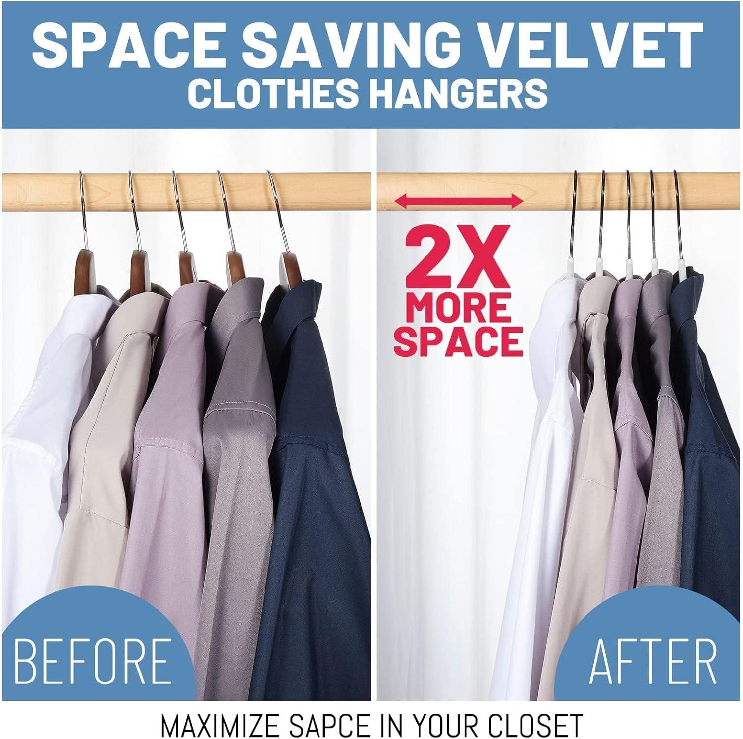 imageHOUSE DAY Black Velvet Hangers 120 Pack Non Slip Felt Hanger Slim Velvet Clothes Hangers for Suits Shirt Heavy Duty Coat Hanger for ClosetWhite