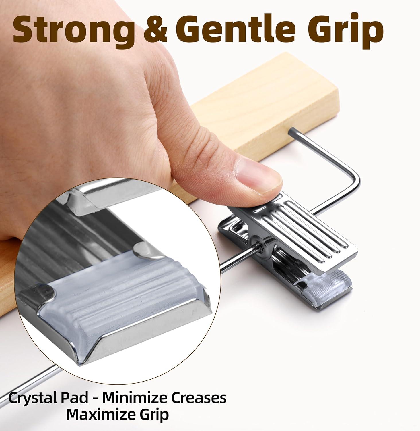 imageHOUSE DAY Premium Wooden Pants Hangers 50 Pack Solid Lotus Wood Skirt Hangers with 2Adjustable Clips Heavy Duty ampamp Anti Slip Wood Bottom Hanger for Slacks Jeans Trousers Shorts NaturalNatural