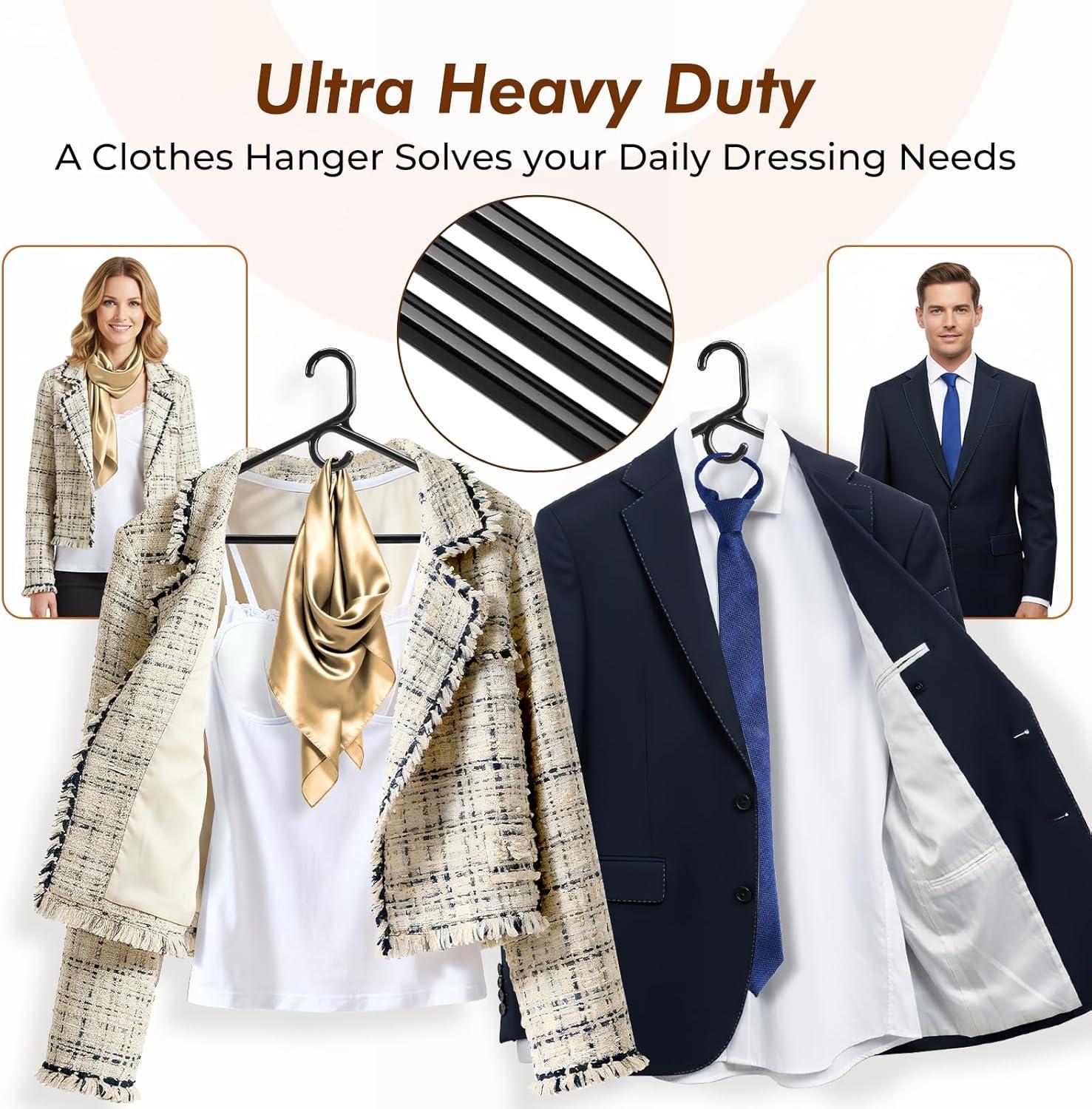 imageHOUSE DAY Quality Plastic Clothes Hangers 24 Pack  Super Heavy Duty 18lb Capacity Thick Strong Closet Hangers White for Adult Clothing  Durable for Coats Jackets Jeans PantsBlack