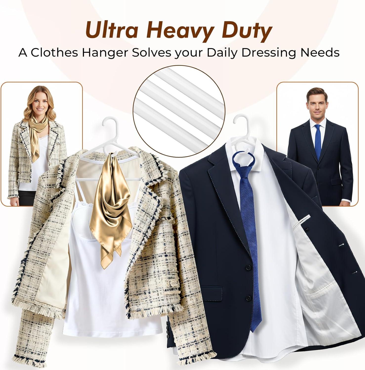 imageHOUSE DAY Quality Plastic Clothes Hangers 24 Pack  Super Heavy Duty 18lb Capacity Thick Strong Closet Hangers White for Adult Clothing  Durable for Coats Jackets Jeans PantsWhite