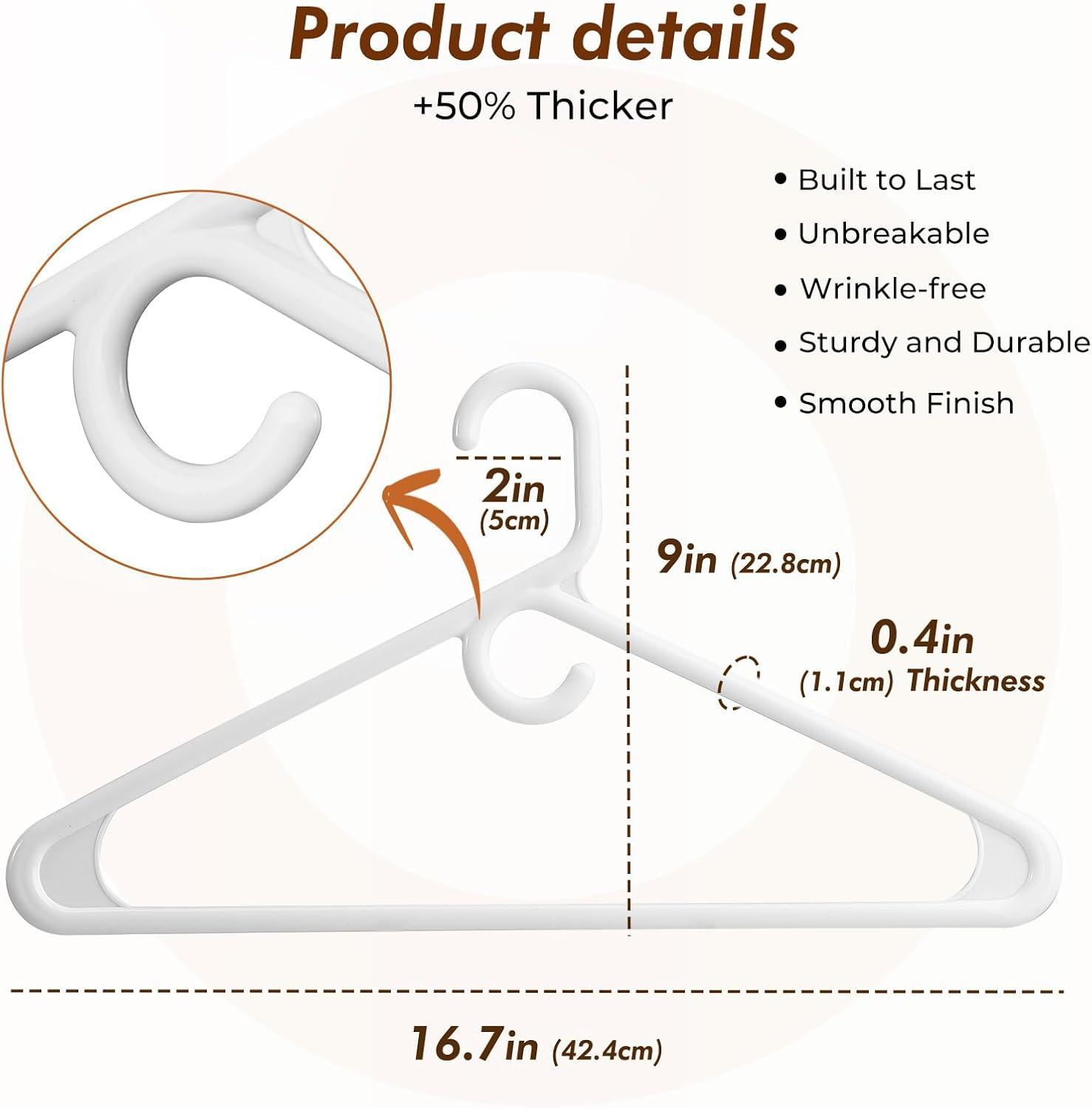 imageHOUSE DAY Quality Plastic Clothes Hangers 24 Pack  Super Heavy Duty 18lb Capacity Thick Strong Closet Hangers White for Adult Clothing  Durable for Coats Jackets Jeans PantsWhite