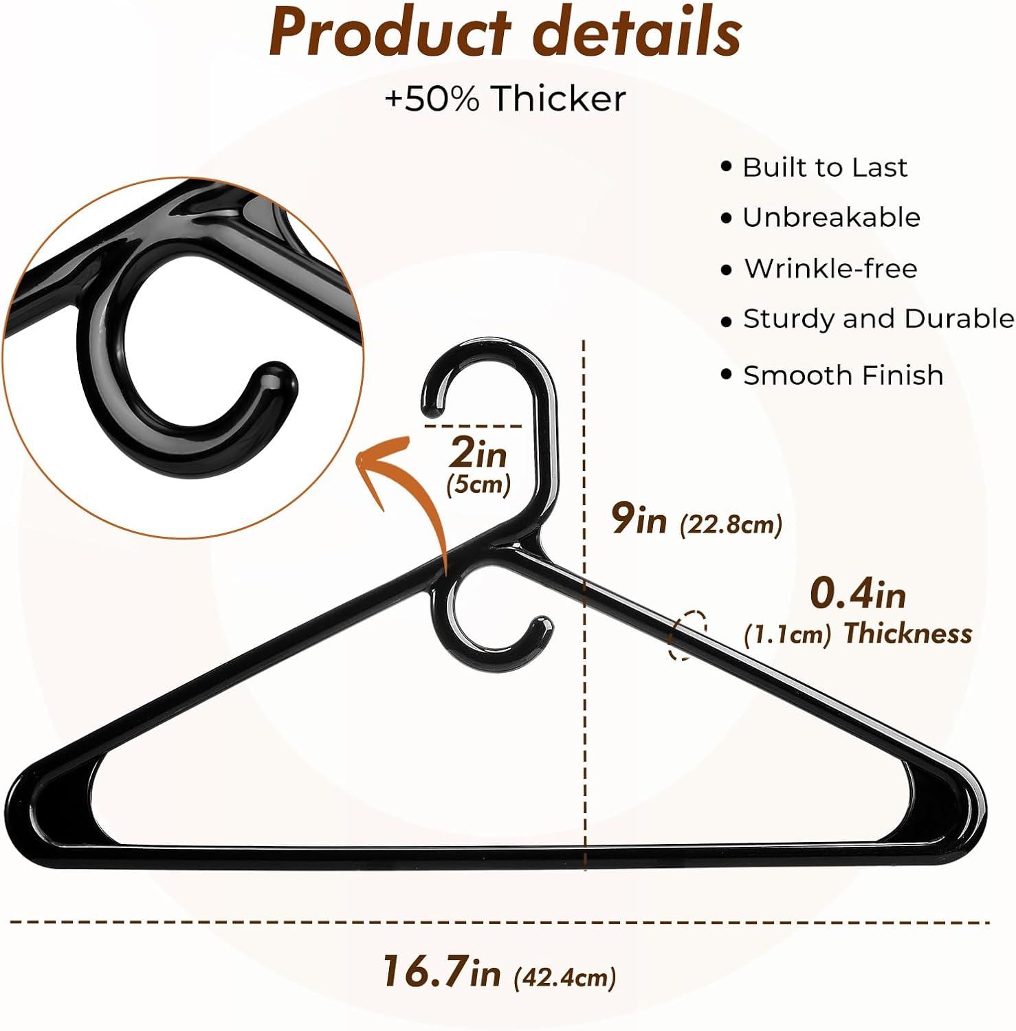 imageHOUSE DAY Quality Plastic Clothes Hangers 24 Pack  Super Heavy Duty 18lb Capacity Thick Strong Closet Hangers White for Adult Clothing  Durable for Coats Jackets Jeans PantsBlack