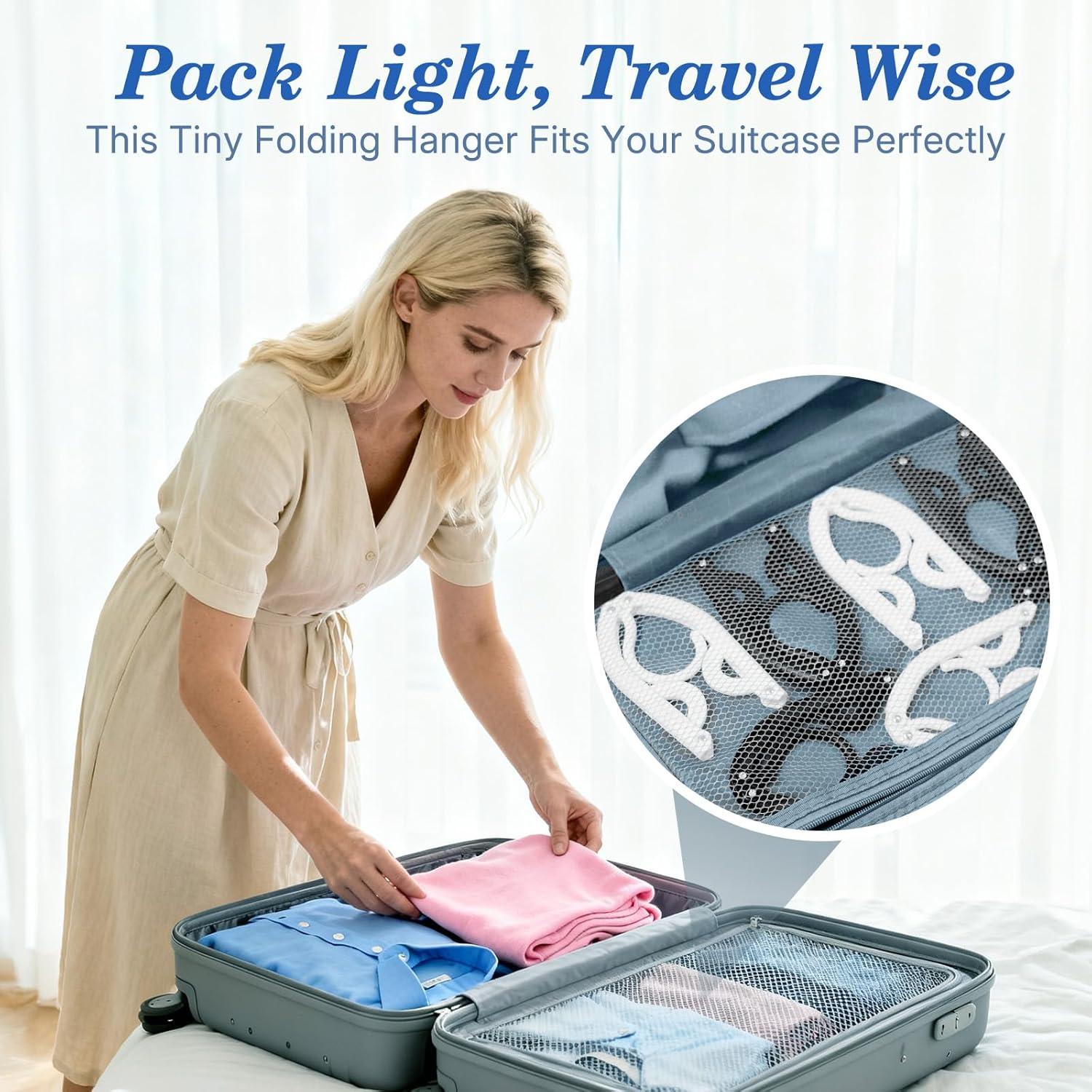 imageHOUSE DAY Travel Hangers MustHaves 10 Pack Portable Folding Hangers with AntiSlip Grooves Cruise Ship Essentials ampamp Space Saving for Suitcase Ideal for Business Travel Vacation Dorm RV Black