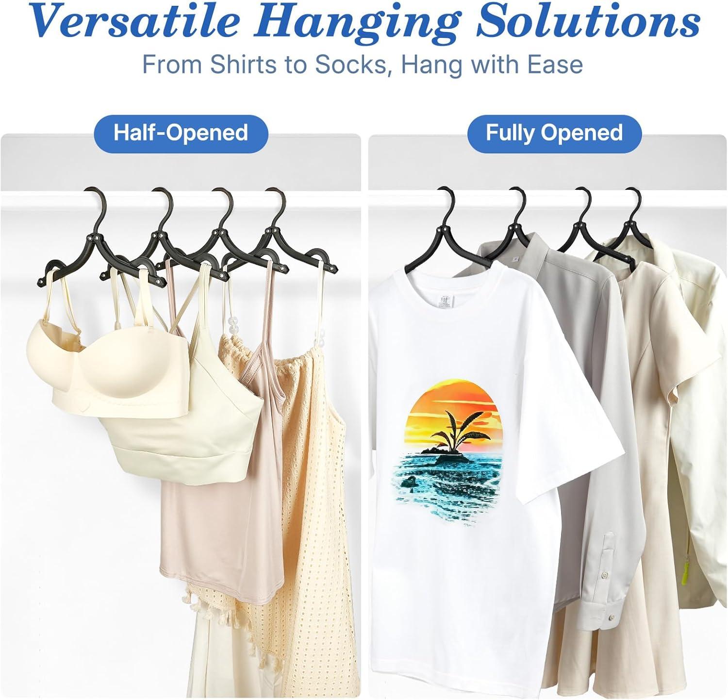 imageHOUSE DAY Travel Hangers MustHaves 10 Pack Portable Folding Hangers with AntiSlip Grooves Cruise Ship Essentials ampamp Space Saving for Suitcase Ideal for Business Travel Vacation Dorm RV Black