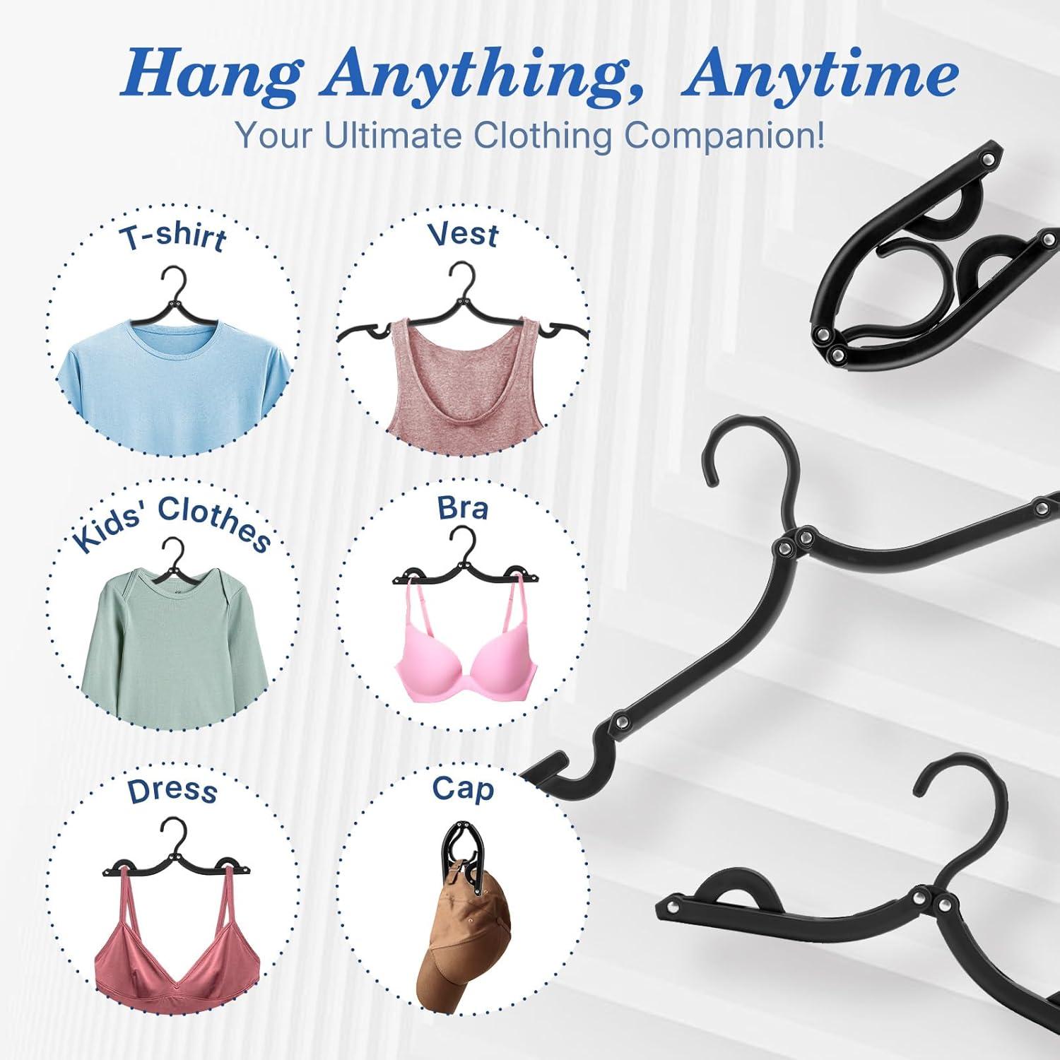 imageHOUSE DAY Travel Hangers MustHaves 10 Pack Portable Folding Hangers with AntiSlip Grooves Cruise Ship Essentials ampamp Space Saving for Suitcase Ideal for Business Travel Vacation Dorm RV Black