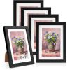 imageDistressed White 5x7 Picture Frame Picture Frames 5x7 Wooden Picture Frames with Real Glass Rustic 5 x 7 Photo Frame for Wall or Tabletop Display Picture 4x6 with Mat or 5x 7 Without Mat 5 PackRustic Black