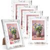 imageDistressed White 5x7 Picture Frame Picture Frames 5x7 Wooden Picture Frames with Real Glass Rustic 5 x 7 Photo Frame for Wall or Tabletop Display Picture 4x6 with Mat or 5x 7 Without Mat 5 PackDistressed White