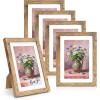 imageDistressed White 5x7 Picture Frame Picture Frames 5x7 Wooden Picture Frames with Real Glass Rustic 5 x 7 Photo Frame for Wall or Tabletop Display Picture 4x6 with Mat or 5x 7 Without Mat 5 PackRustic Brown