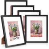 imageDistressed White 5x7 Picture Frame Picture Frames 5x7 Wooden Picture Frames with Real Glass Rustic 5 x 7 Photo Frame for Wall or Tabletop Display Picture 4x6 with Mat or 5x 7 Without Mat 5 PackRustic Black