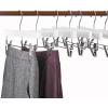 imageHOUSE DAY Premium Wooden Pants Hangers 50 Pack Solid Lotus Wood Skirt Hangers with 2Adjustable Clips Heavy Duty ampamp Anti Slip Wood Bottom Hanger for Slacks Jeans Trousers Shorts NaturalWhite