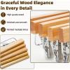 imageHOUSE DAY Premium Wooden Pants Hangers 50 Pack Solid Lotus Wood Skirt Hangers with 2Adjustable Clips Heavy Duty ampamp Anti Slip Wood Bottom Hanger for Slacks Jeans Trousers Shorts NaturalNatural