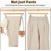 imageHOUSE DAY Premium Wooden Pants Hangers 50 Pack Solid Lotus Wood Skirt Hangers with 2Adjustable Clips Heavy Duty ampamp Anti Slip Wood Bottom Hanger for Slacks Jeans Trousers Shorts NaturalNatural