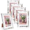 imageDistressed White 5x7 Picture Frame Picture Frames 5x7 Wooden Picture Frames with Real Glass Rustic 5 x 7 Photo Frame for Wall or Tabletop Display Picture 4x6 with Mat or 5x 7 Without Mat 5 PackDistressed White