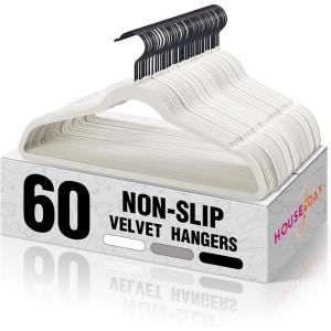 imageHOUSE DAY Black Velvet Hangers 120 Pack Non Slip Felt Hanger Slim Velvet Clothes Hangers for Suits Shirt Heavy Duty Coat Hanger for ClosetWhite