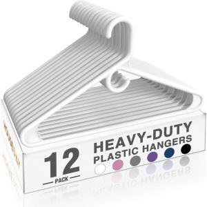 imageHOUSE DAY Quality Plastic Clothes Hangers 24 Pack  Super Heavy Duty 18lb Capacity Thick Strong Closet Hangers White for Adult Clothing  Durable for Coats Jackets Jeans PantsWhite