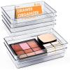 imageHOUSE DAY Desk Drawer Organizer Bins 8 PCS 932quot Clear Drawer Organizers with Silicone Pads Vanity Organizers and Storage Non Slip Plastic Drawer Organizer for Makeup Bathroom Kitchen Office6 Pack 9x6x2