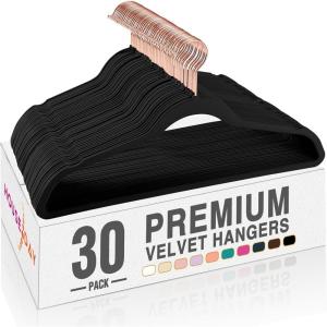 imageHOUSE DAY Velvet Hangers 30 Pack Premium NonSlip Felt Hangers Sturdy Pink Clothes Hanger Heavy Duty Space Saving Durable Suit Coat Hanger 360 Rotating Rose Gold HookBlack