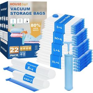 imageHOUSE DAY 10 Large Vacuum Storage Bags with PumpSpace Saving Vacuum Seal Bags For Clothing Travel Vacuum Storage Bags For Clothes Comforters Blankets Pillows Moving Reusable ampamp DurableHand Pump22 Combo