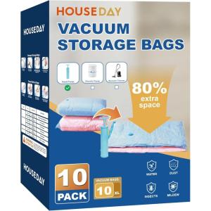 imageHOUSE DAY 10 Large Vacuum Storage Bags with PumpSpace Saving Vacuum Seal Bags For Clothing Travel Vacuum Storage Bags For Clothes Comforters Blankets Pillows Moving Reusable ampamp DurableHand Pump10 Jumbo