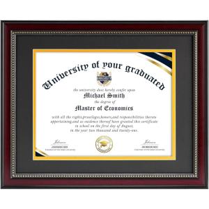 imageHOUSE DAY 11x14 Diploma Frame 11x14 Display Diploma Frame 85 x 11 with High Definition Glass Certificate Frames 85 x 11 Degree Diploma Frames with Black over Gold Mat Mahogany with Gold Beads 2 PackMahogany 1Pack