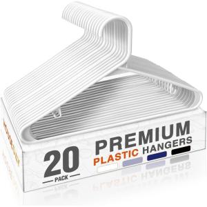 imageHOUSE DAY Plastic Hangers 20 Pack Space Saving Clothes Hangers with Builtin Hooks Durable ampamp Strong Closet Organizers and Storage Dorm Room Essential Perfect for Shirts Coat Pants Dress  BlackWhite