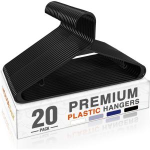 imageHOUSE DAY Plastic Hangers 20 Pack Space Saving Clothes Hangers with Builtin Hooks Durable ampamp Strong Closet Organizers and Storage Dorm Room Essential Perfect for Shirts Coat Pants Dress  BlackBlack