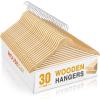 imageHOUSE DAY Slim Wooden Hangers 10 Pack Solid Wood Hanger with Non Slip Shoulder Notches ampamp Pant Bar Smooth Finish Wood Clothes Hangers for Shirts Suits Jackets Natural30