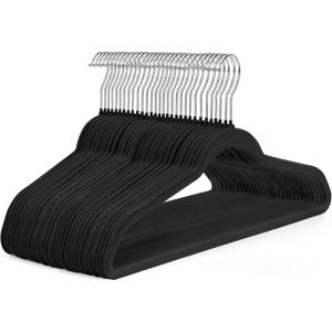 imageHOUSE DAY Ivory Velvet Hangers 50 Pack  Non Slip Felt Hangers Closet Essentials Premium Space Saving Hanger Gentle on Clothes Sturdy Shoulder DesignBlack