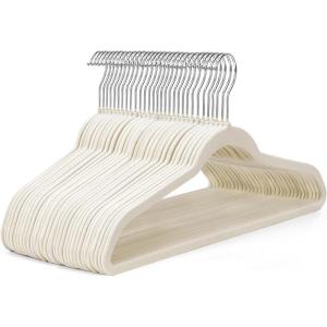 imageHOUSE DAY Ivory Velvet Hangers 50 Pack  Non Slip Felt Hangers Closet Essentials Premium Space Saving Hanger Gentle on Clothes Sturdy Shoulder DesignIvory