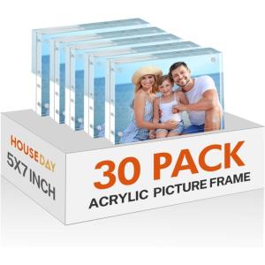 image:imageHOUSE DAY Acrylic Picture Frames 5x7 20 Pack Magnetic 5x7 Picture Frame Double Sided Clear 5 x 7 Photo Frame with Microfiber Cloth Frameless FreeStanding 5 x7 Frame Gift for Desktop Display5x730 Pack