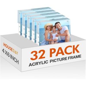 image:imageHOUSE DAY Acrylic Picture Frames 5x7 20 Pack Magnetic 5x7 Picture Frame Double Sided Clear 5 x 7 Photo Frame with Microfiber Cloth Frameless FreeStanding 5 x7 Frame Gift for Desktop Display4x632 Pack