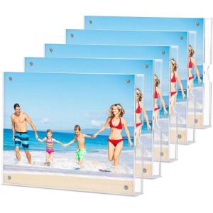 image:imageHOUSE DAY Acrylic Picture Frames 5x7 Lightweight Magnetic 5x7 Picture Frame for Wall and FreeStanding Desktop Display Clear 5 x 7 Photo Frame with Microfiber Cloth Nails Framless 5x 7 Frame for Gift 5 Pack6X85 Pack