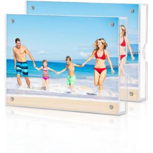 image:imageHOUSE DAY Acrylic Picture Frames 5x7 Lightweight Magnetic 5x7 Picture Frame for Wall and FreeStanding Desktop Display Clear 5 x 7 Photo Frame with Microfiber Cloth Nails Framless 5x 7 Frame for Gift 5 Pack5X72 Pack