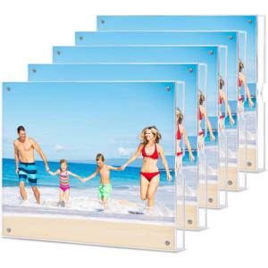 image:imageHOUSE DAY Acrylic Picture Frames 5x7 Lightweight Magnetic 5x7 Picture Frame for Wall and FreeStanding Desktop Display Clear 5 x 7 Photo Frame with Microfiber Cloth Nails Framless 5x 7 Frame for Gift 5 Pack8X105 Pack