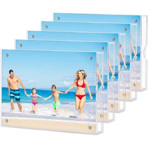 image:imageHOUSE DAY Acrylic Picture Frames 5x7 Lightweight Magnetic 5x7 Picture Frame for Wall and FreeStanding Desktop Display Clear 5 x 7 Photo Frame with Microfiber Cloth Nails Framless 5x 7 Frame for Gift 5 Pack5X75 Pack