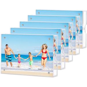 image:imageHOUSE DAY Acrylic Picture Frames 5x7 Lightweight Magnetic 5x7 Picture Frame for Wall and FreeStanding Desktop Display Clear 5 x 7 Photo Frame with Microfiber Cloth Nails Framless 5x 7 Frame for Gift 5 Pack4X65 Pack